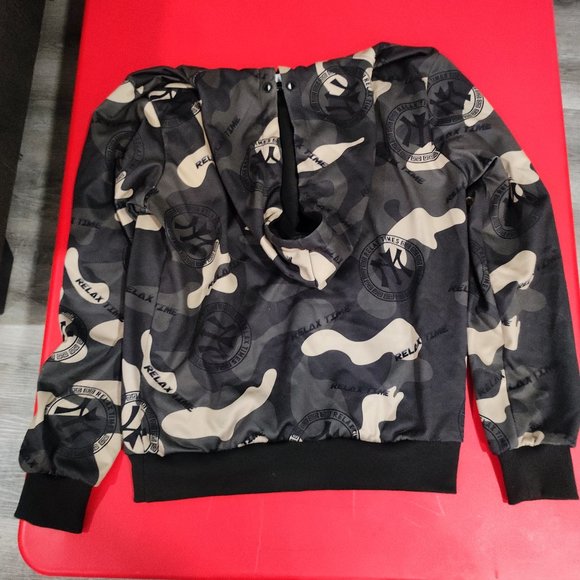 New Mentality camouflage hoodie kangaroo pocket men's size M - Picture 4 of 6